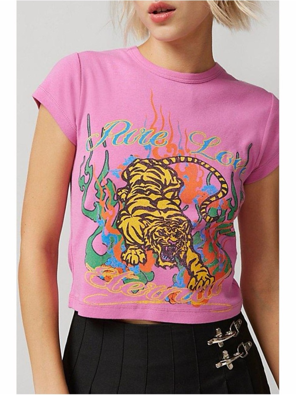 Urban Outfitters Pink Tiger Graphic Cropped Tee
